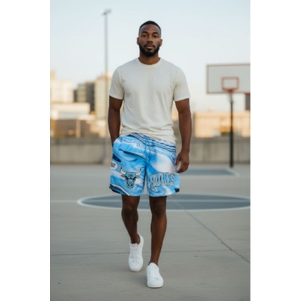 Chicago Bulls Shorts Men's Large Blue NBA Basketball Swim Trunks Pro Standard